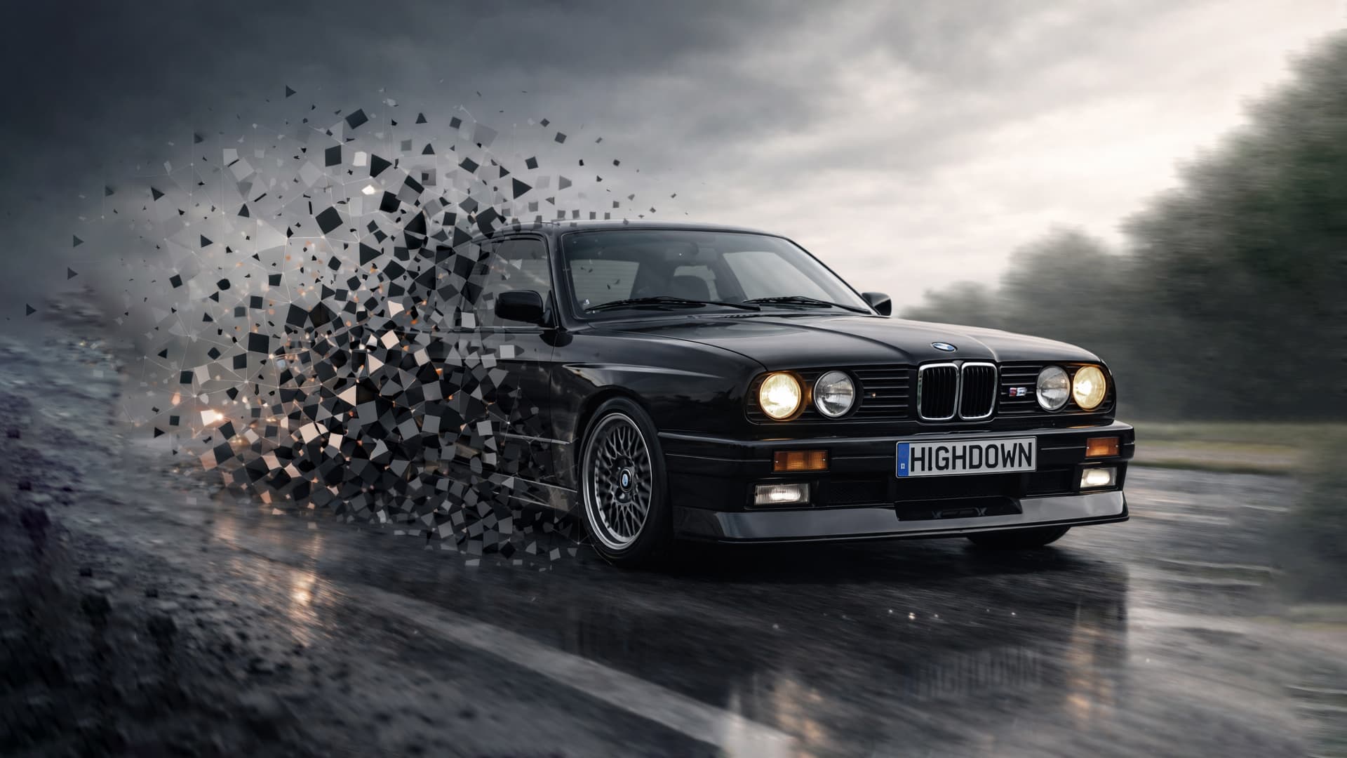 Collectible car in dramatic studio light